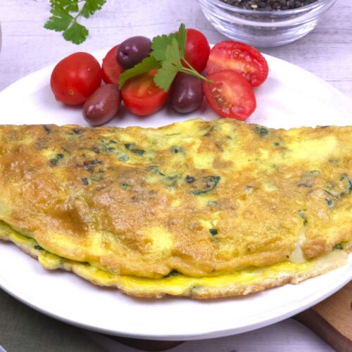 kale mushroom omelette in a plate