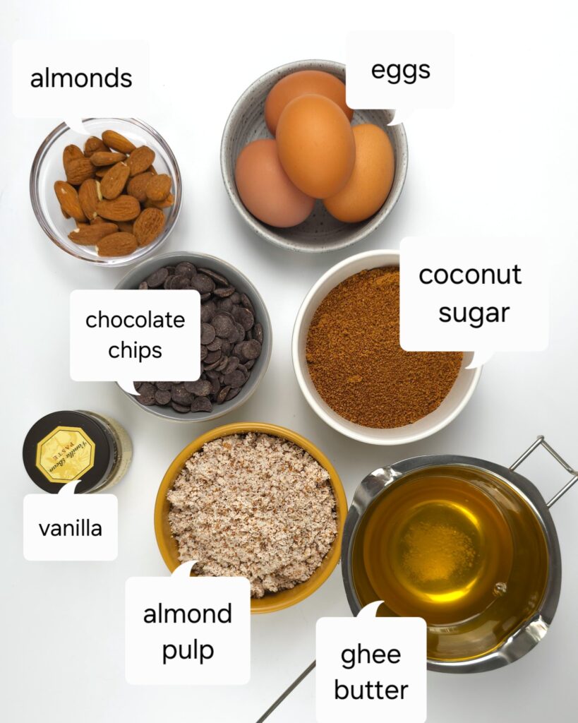 bowls with the ingredients for a caprese cake