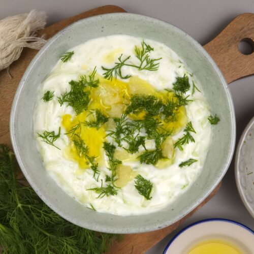 creamy Greek tzatziki sauce in a bowl