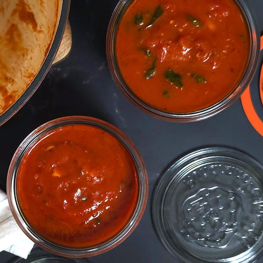 two jars with a homemade tomato sauce