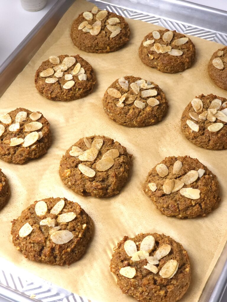 a baking tray with no sugar almond cookies