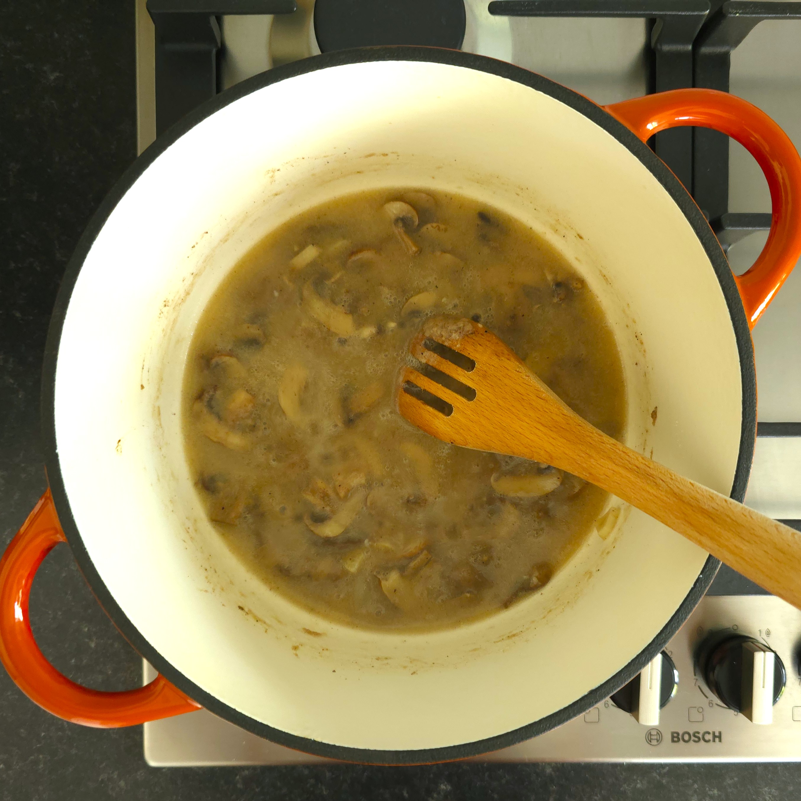 chicken fricassee before the thickening step 