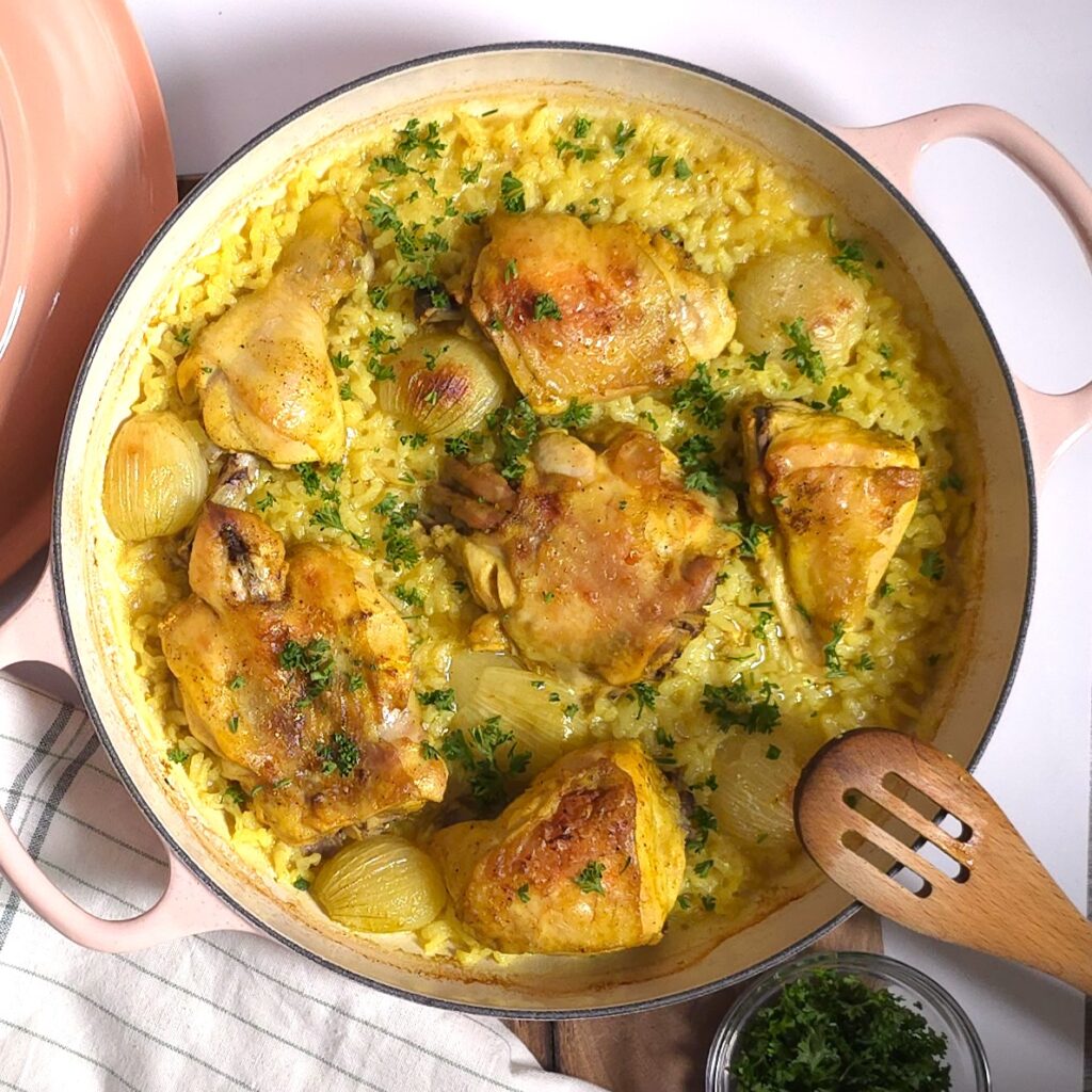 one pot turmeric spiced chicken and rice