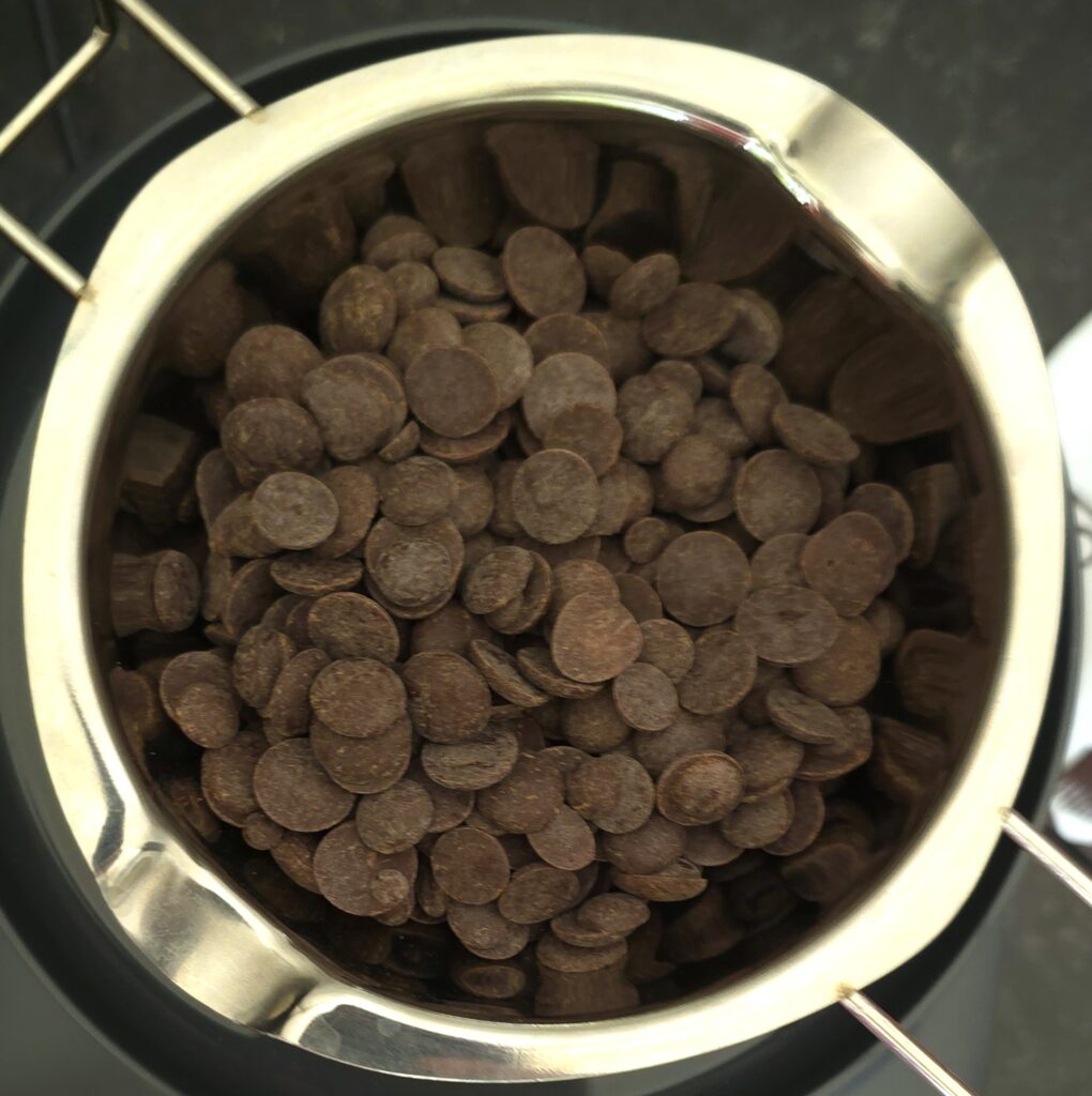 chocolate chips in a double boiler