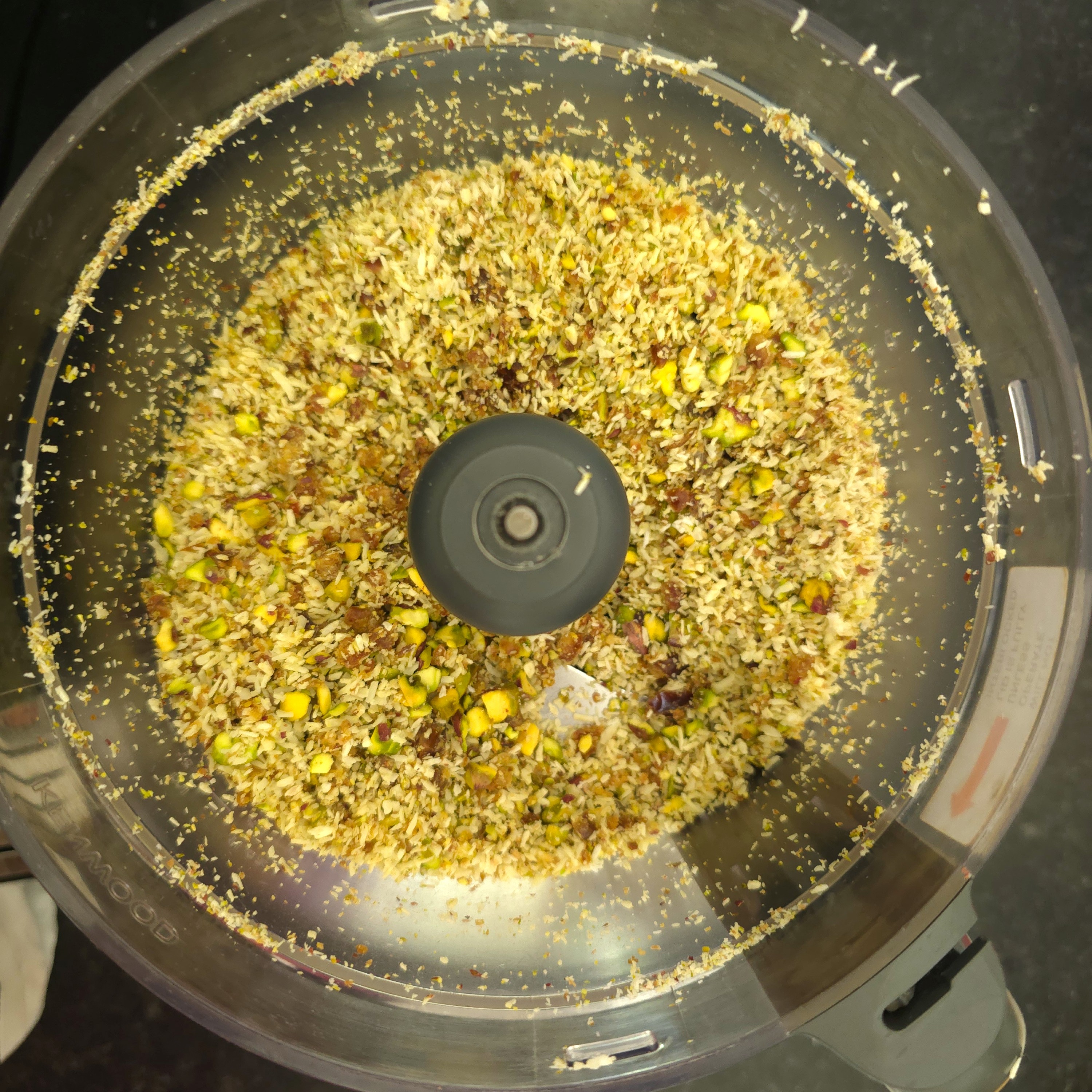 coarsely chopped nut bar ingredients in a food processor