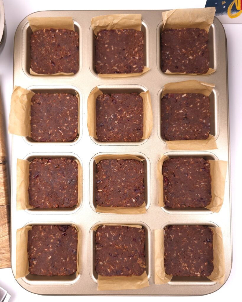 almond cranberry chocolate bars pressed in molds