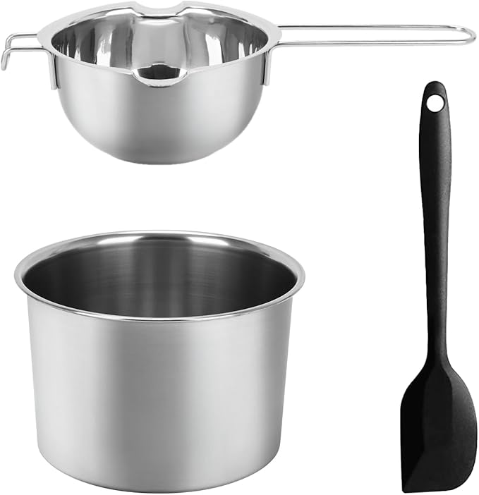 double boiler melting pot with spatula