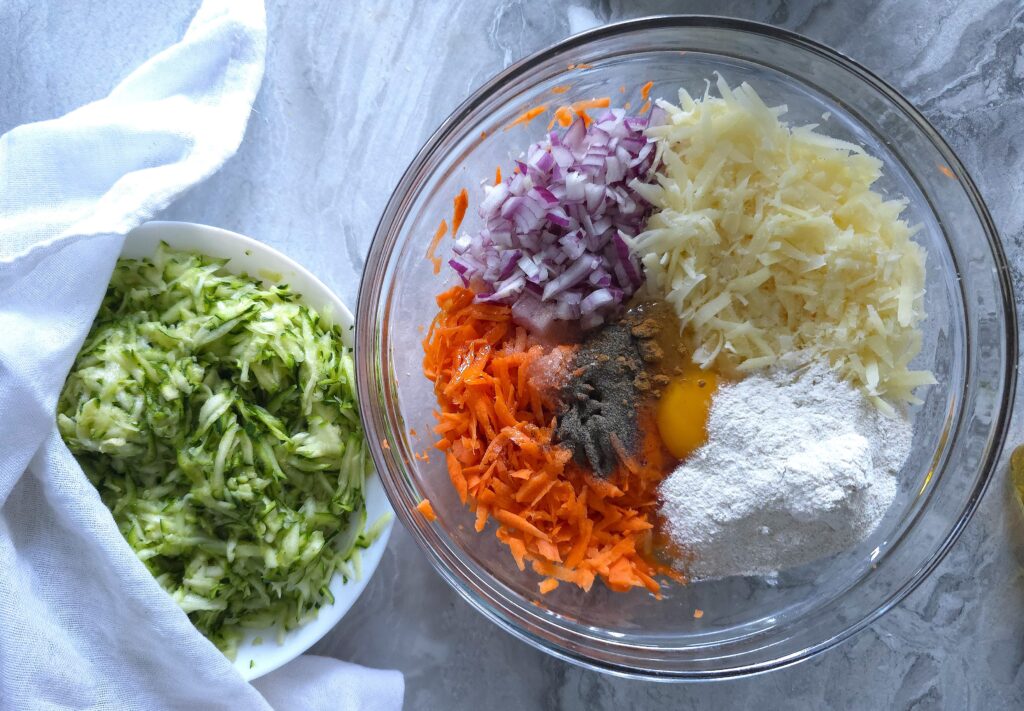 Mixed vegetables and ingredients in bowl