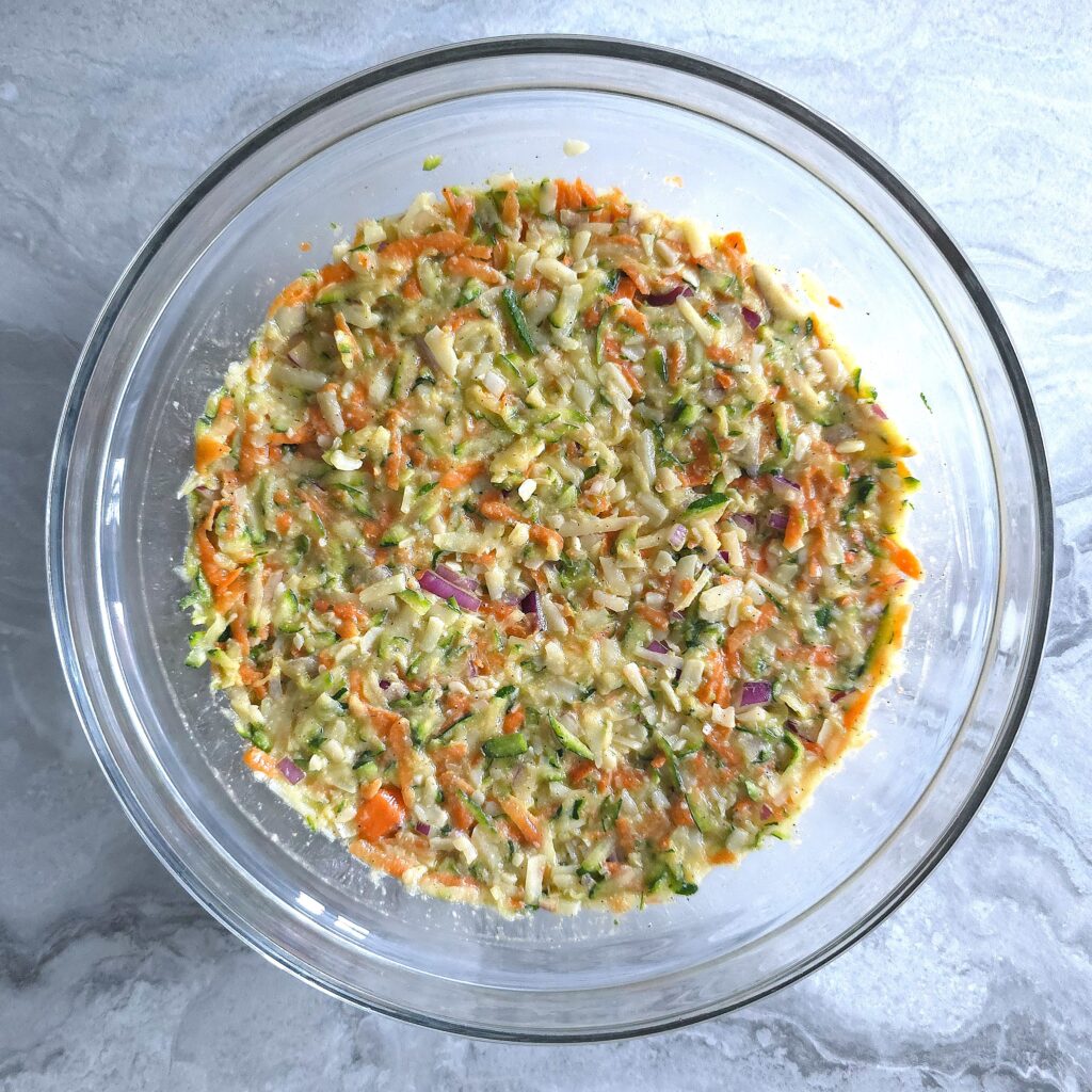 Colorful chopped vegetable mixture in bowl