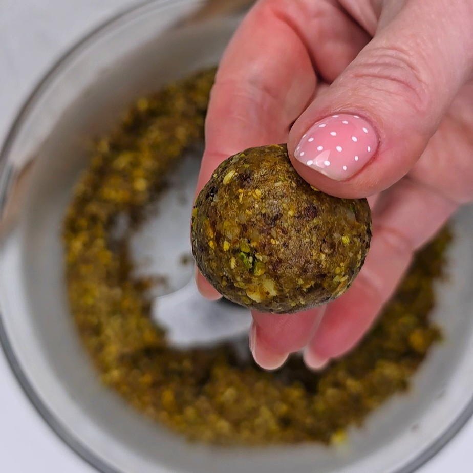 formed pistachio walnut energy ball