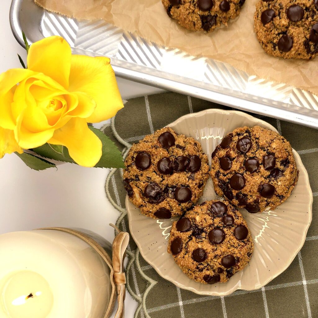 gluten-free chocolate chip cookies in a plate