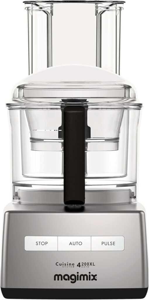 Silver food processor with multiple functions