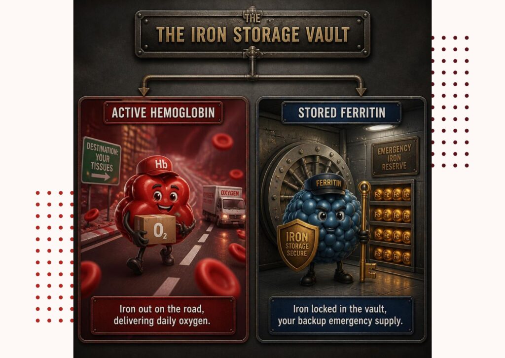 the active hemoglobin and ferritin storages graphic