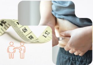 An image with a man injecting in the belly weight loss peptides.