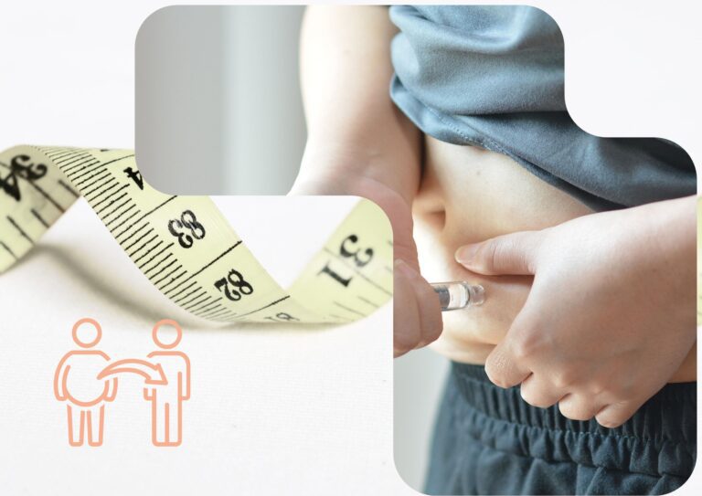 An image with a man injecting in the belly weight loss peptides.